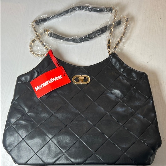 Montana West Black Quilted Shoulder Bag - Picture 1 of 3